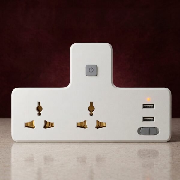 PowerHub Multi-Socket Extension – Dual Outlet Plug with USB Ports