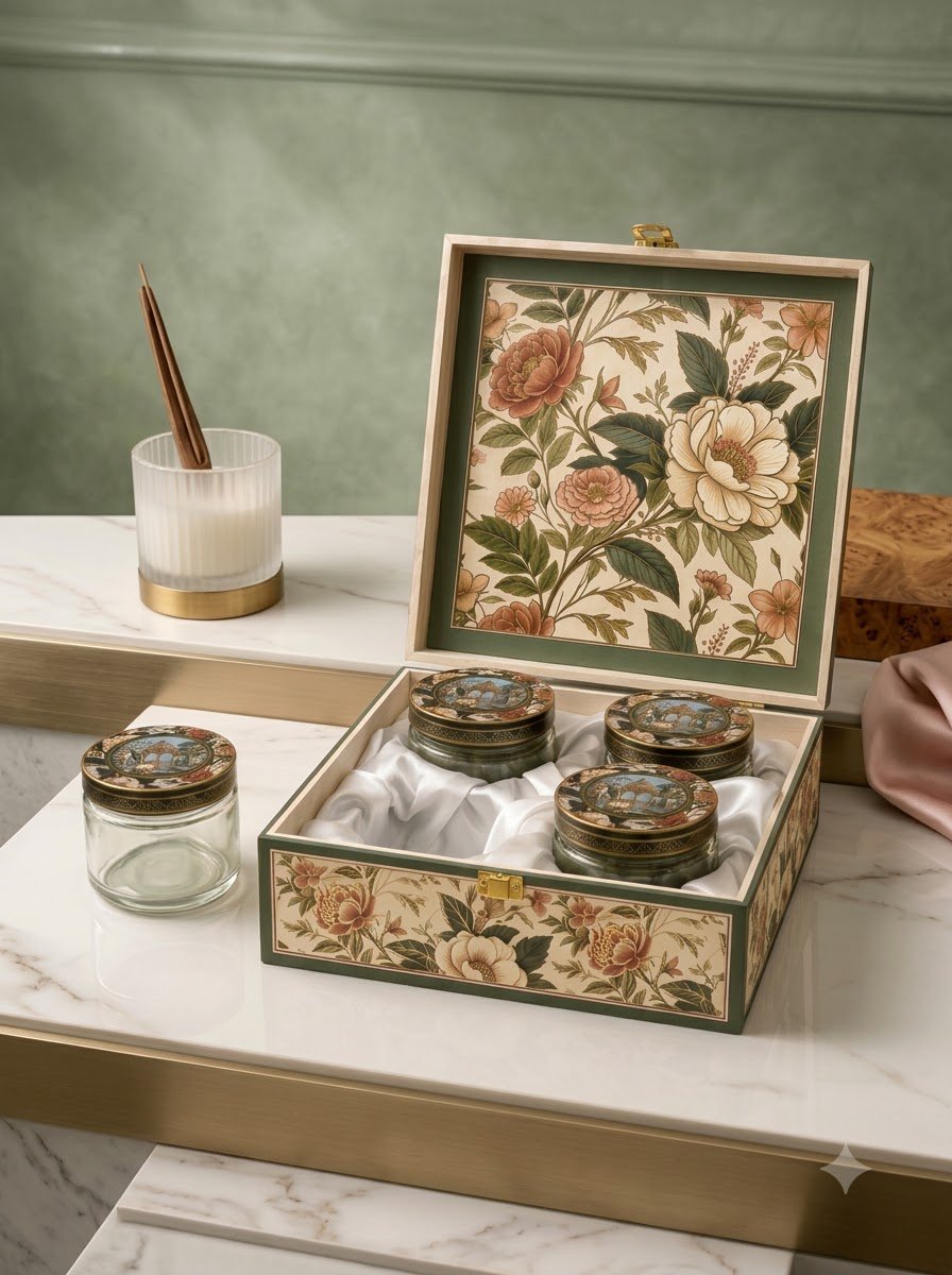 Floral Heritage 4 Jar Dryfruit Box