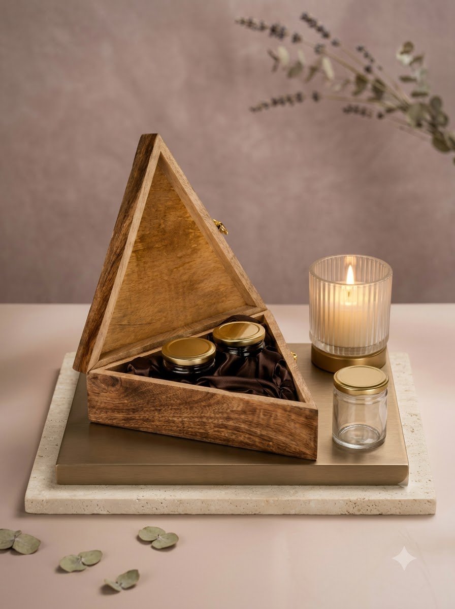 Triangular Walnut Dryfruit Box
