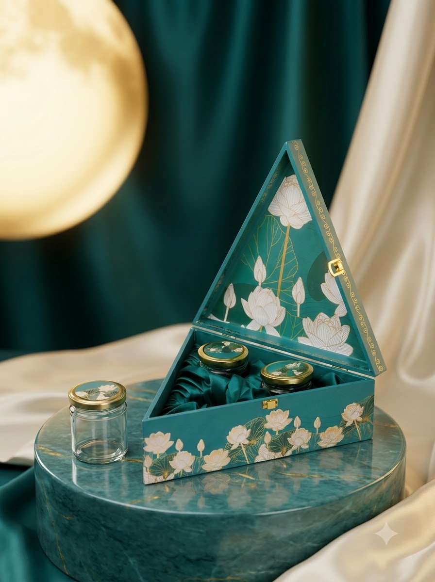 Blue Flower Triangle Gift Box 3 Jar