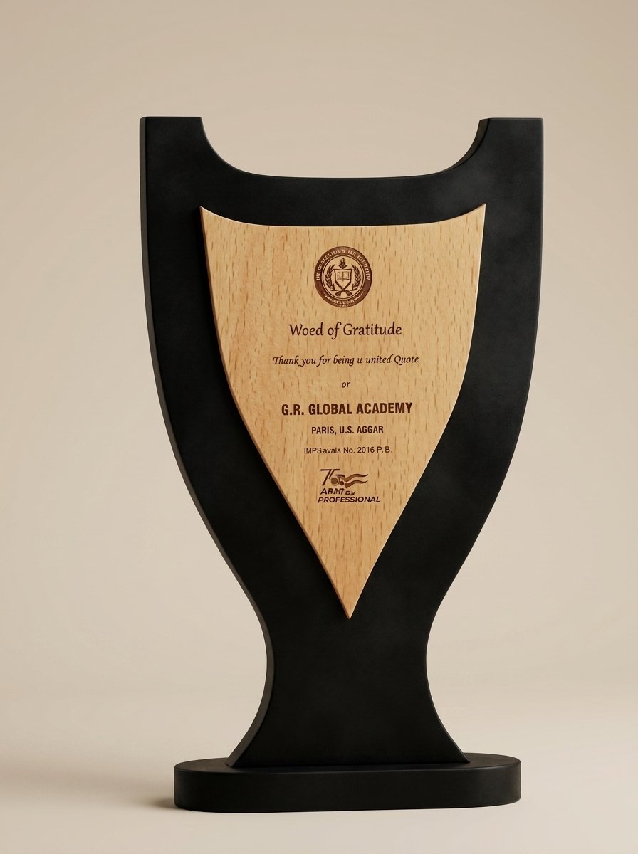 ChaliceCrest Wooden Trophy – Shield-Panel Gratitude Award