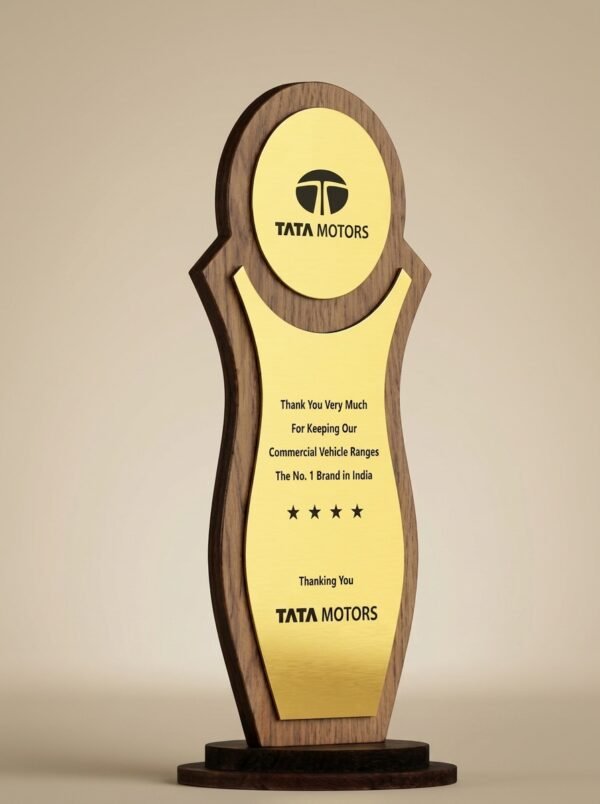 GoldCrest Wooden Trophy – Circular Logo Panel Recognition Award