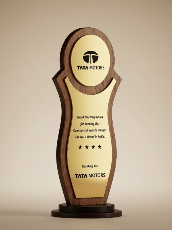 GoldenFigure Wooden Trophy – Sculpted Silhouette Recognition Award