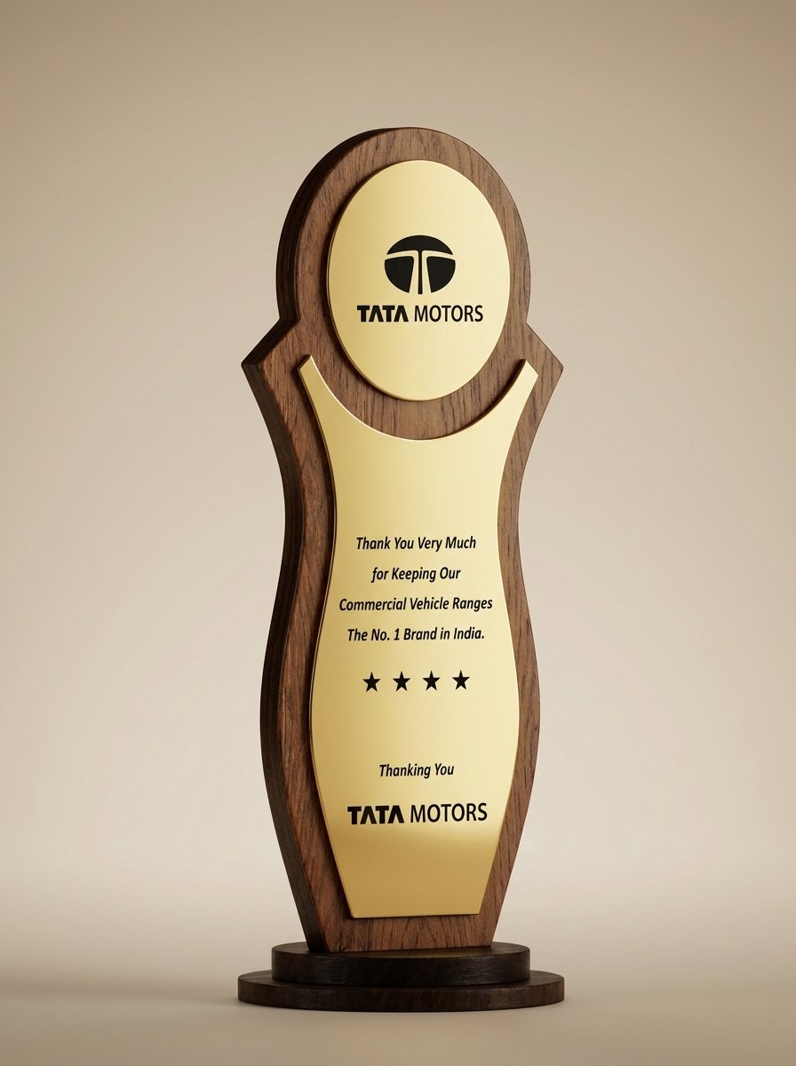 GoldenFigure Wooden Trophy – Sculpted Silhouette Recognition Award