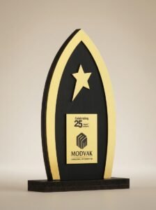 GoldenArc Star Trophy – Black & Gold Milestone Achievement Award