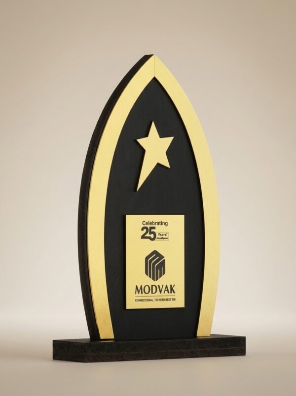 GoldenArc Star Trophy – Black & Gold Milestone Achievement Award