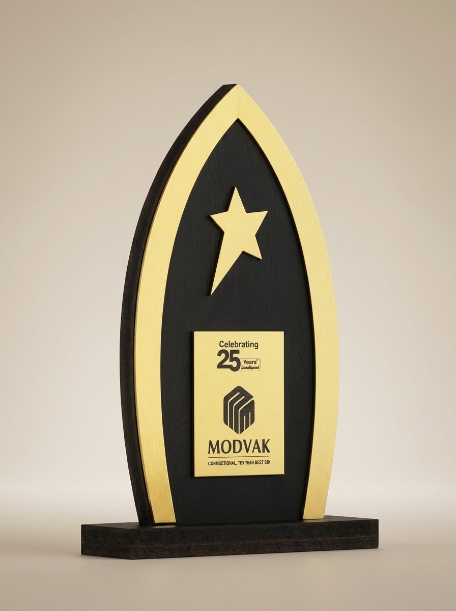 GoldenArc Star Trophy – Black & Gold Milestone Achievement Award