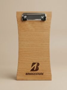 CurveGrain Wooden Clipboard – Sculpted Waist Engraved Logo Board