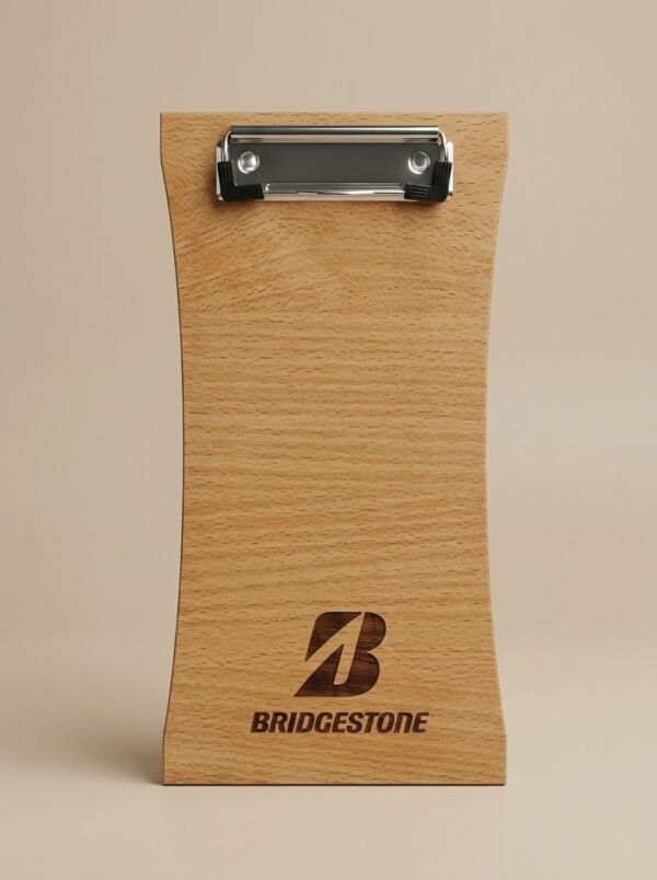 CurveGrain Wooden Clipboard – Sculpted Waist Engraved Logo Board